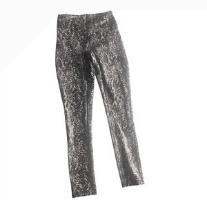 Spanx Snakeskin Print Leggings - Metallic Grey/Black - Size Medium